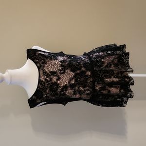 Deletta black and white lace shirt size small